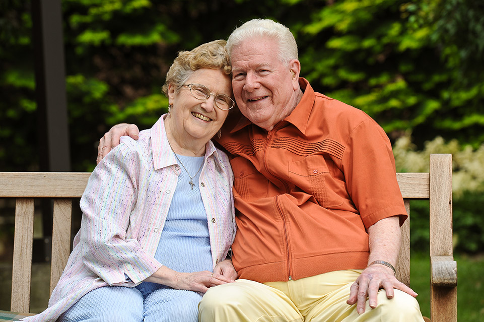 Outdoor photo of a senior couple